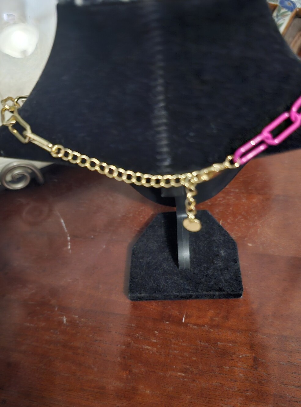 Lucy Moon Hot Pink Cresent Moon & Heart Statement Necklace 16 Inch EUC - Picture 7 of 9
